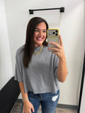Viscose Mockneck Short Sleeve Boxy Sweater