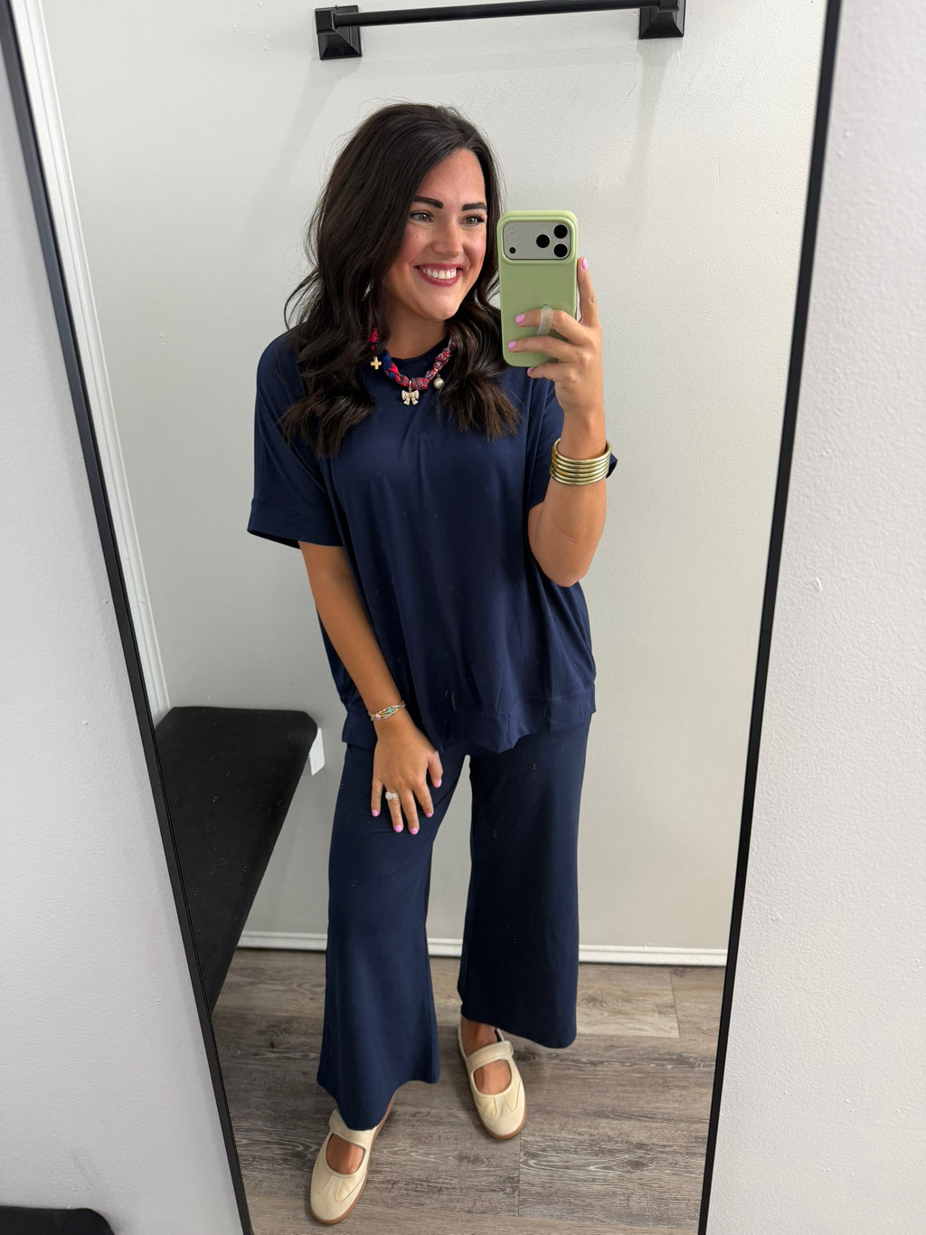 Women's Short Sleeve Ultracozy Matching Set: Navy