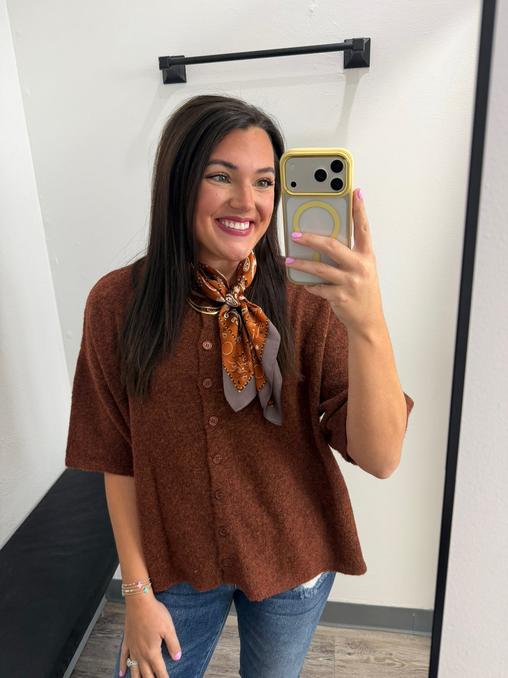 Short Sleeve Button Up Sweater