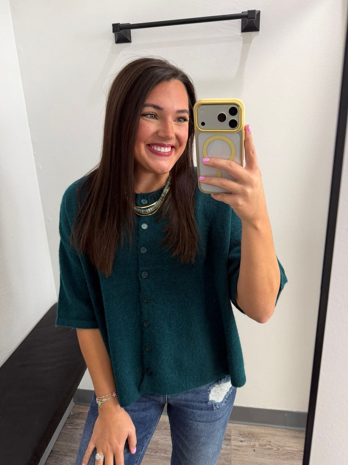 Short Sleeve Button Up Sweater