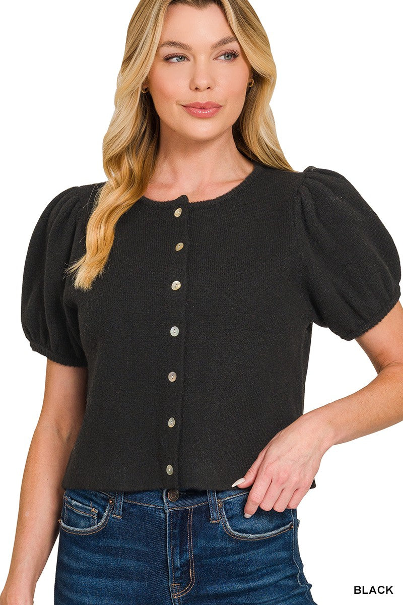Puff Sleeve Cardigan Sweater
