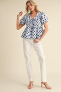 Polka Dot Print Peplum Top