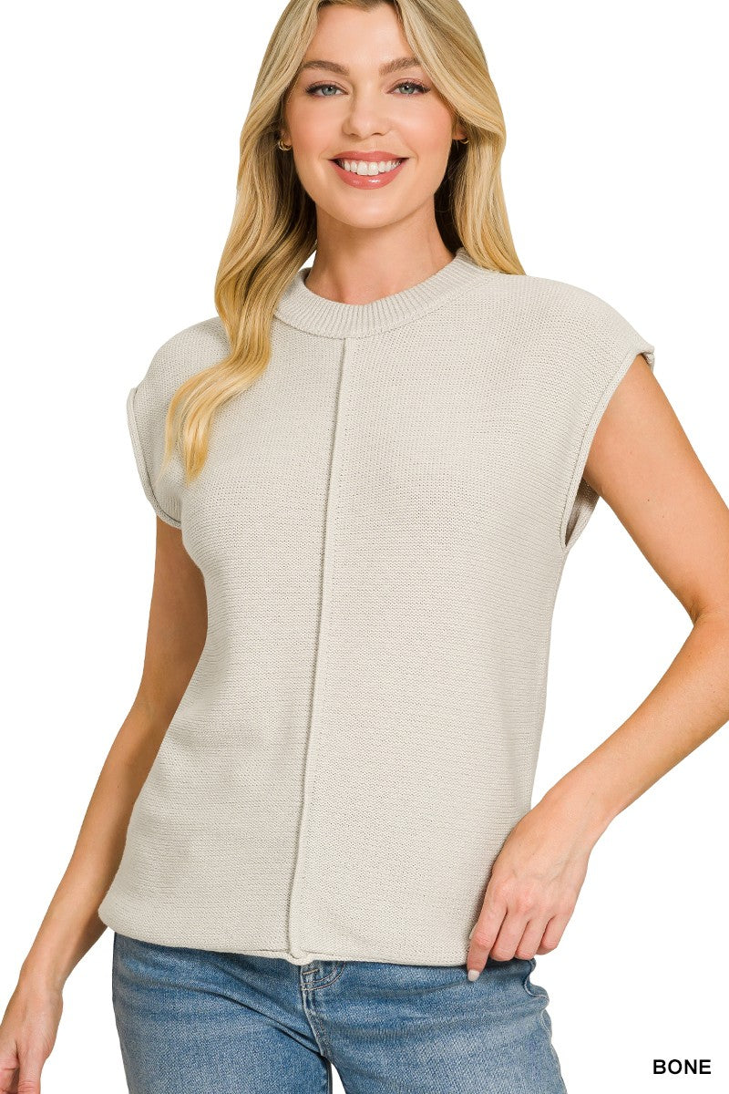 Center Seam Sleeveless Sweater