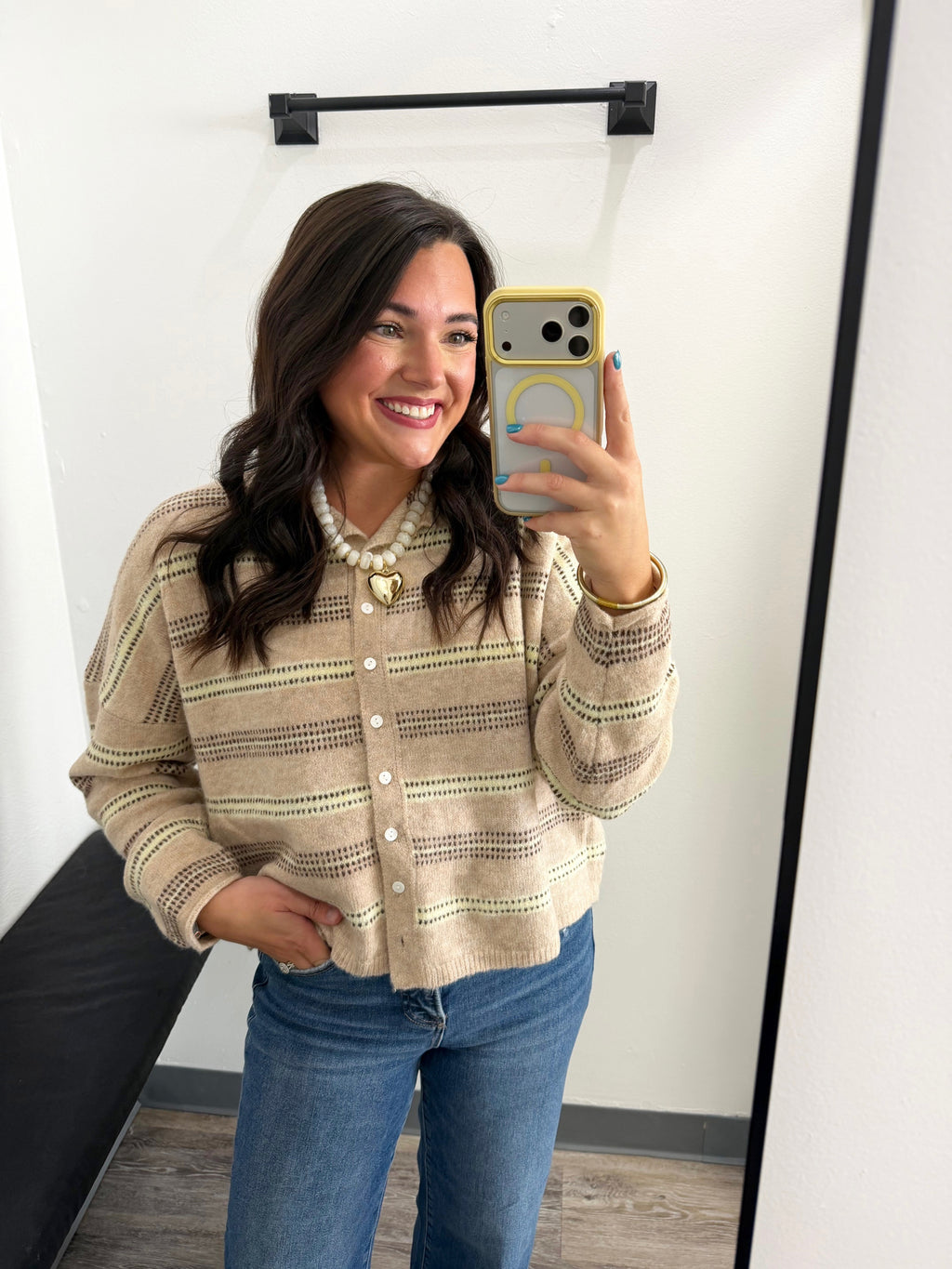 Multi Striped Button Up Cardigan