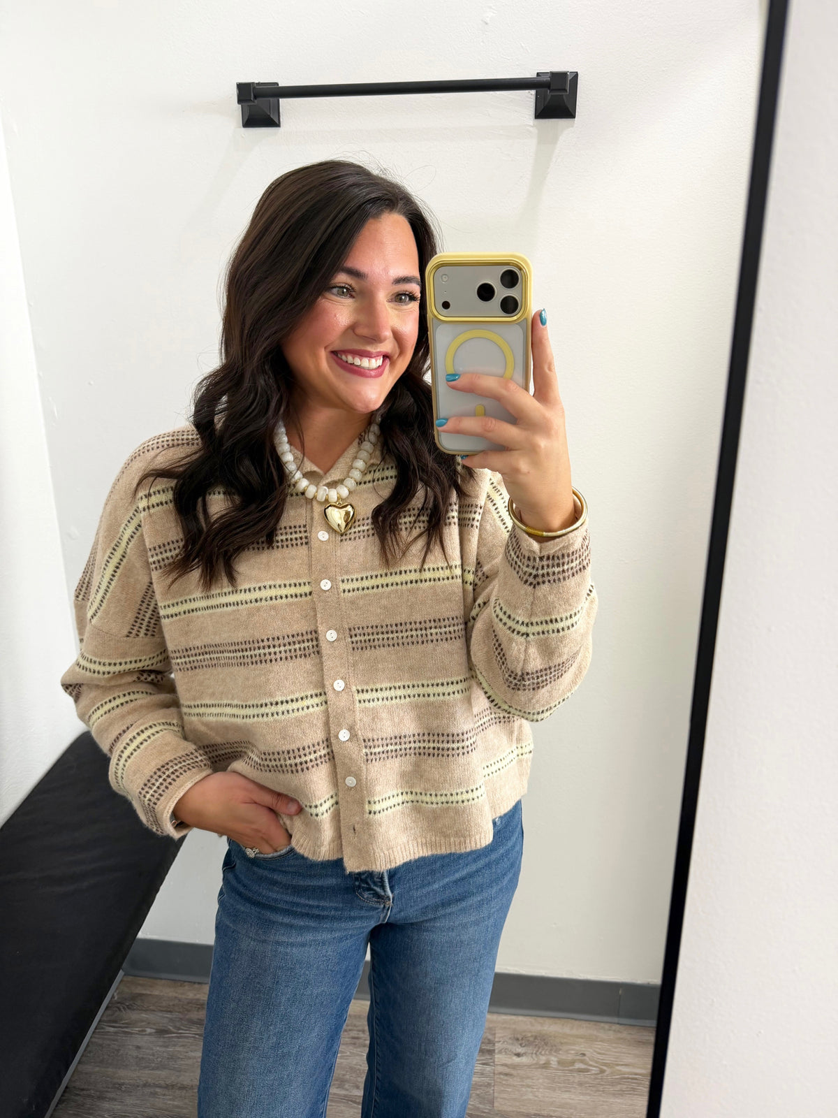 Multi Striped Button Up Cardigan