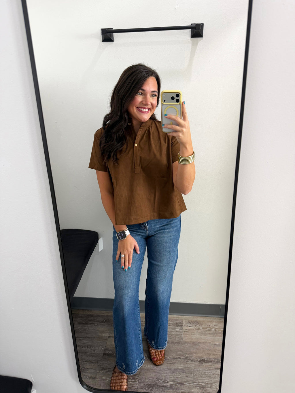 Velvet Stand Collar Short Sleeve