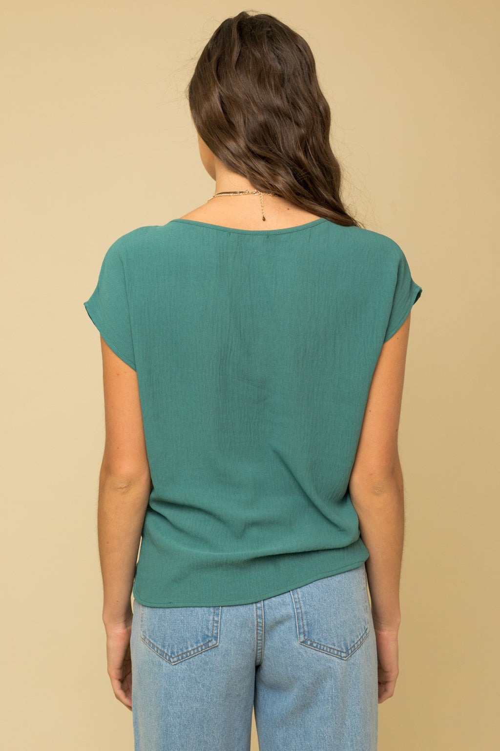 Short Sleeve Top With Twist Hem Detail
