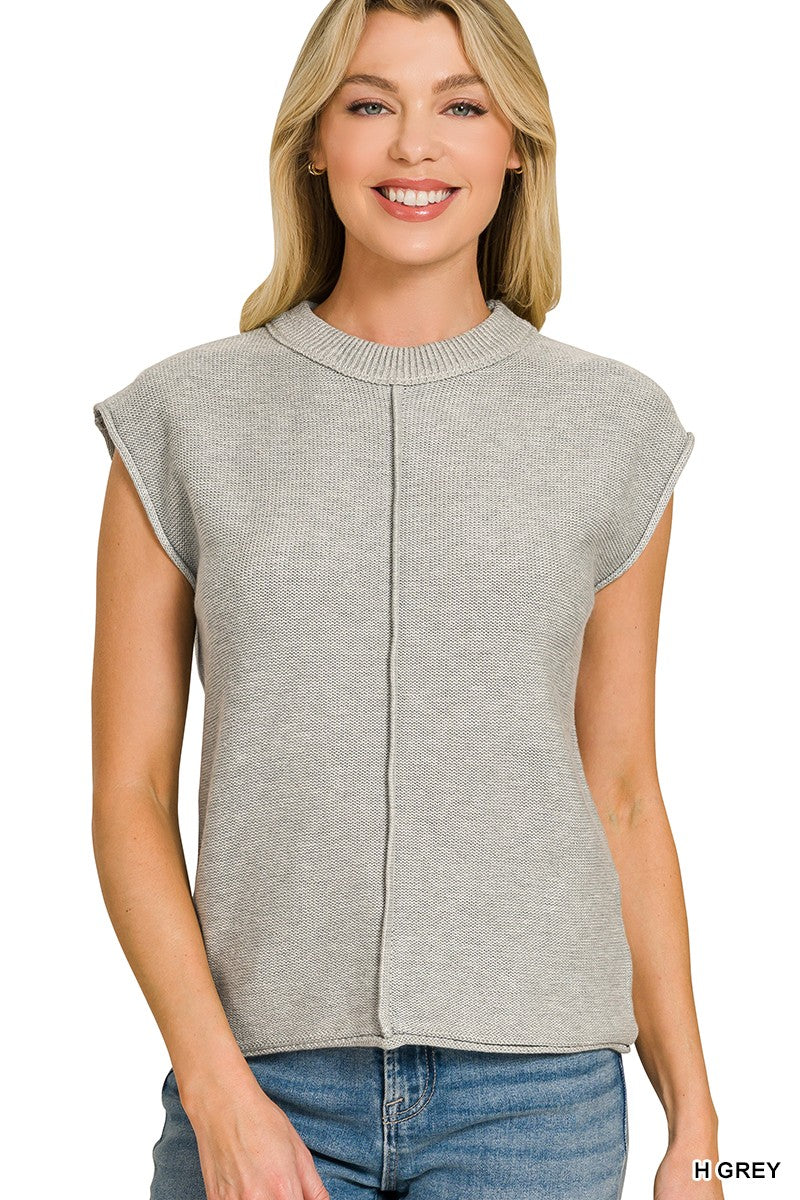 Center Seam Sleeveless Sweater