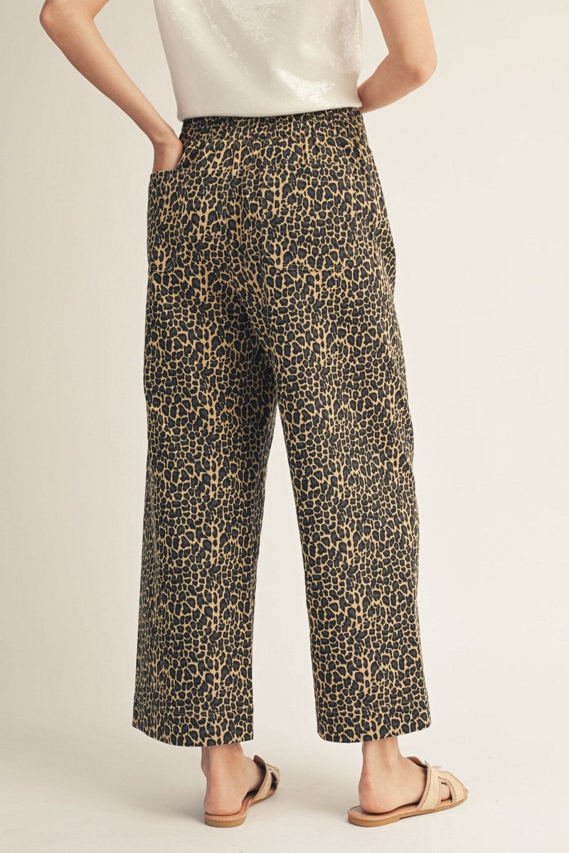 High Waist Wide Leg Leopard Pants