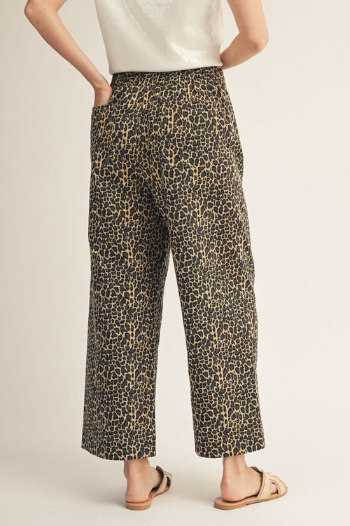 High Waist Wide Leg Leopard Pants