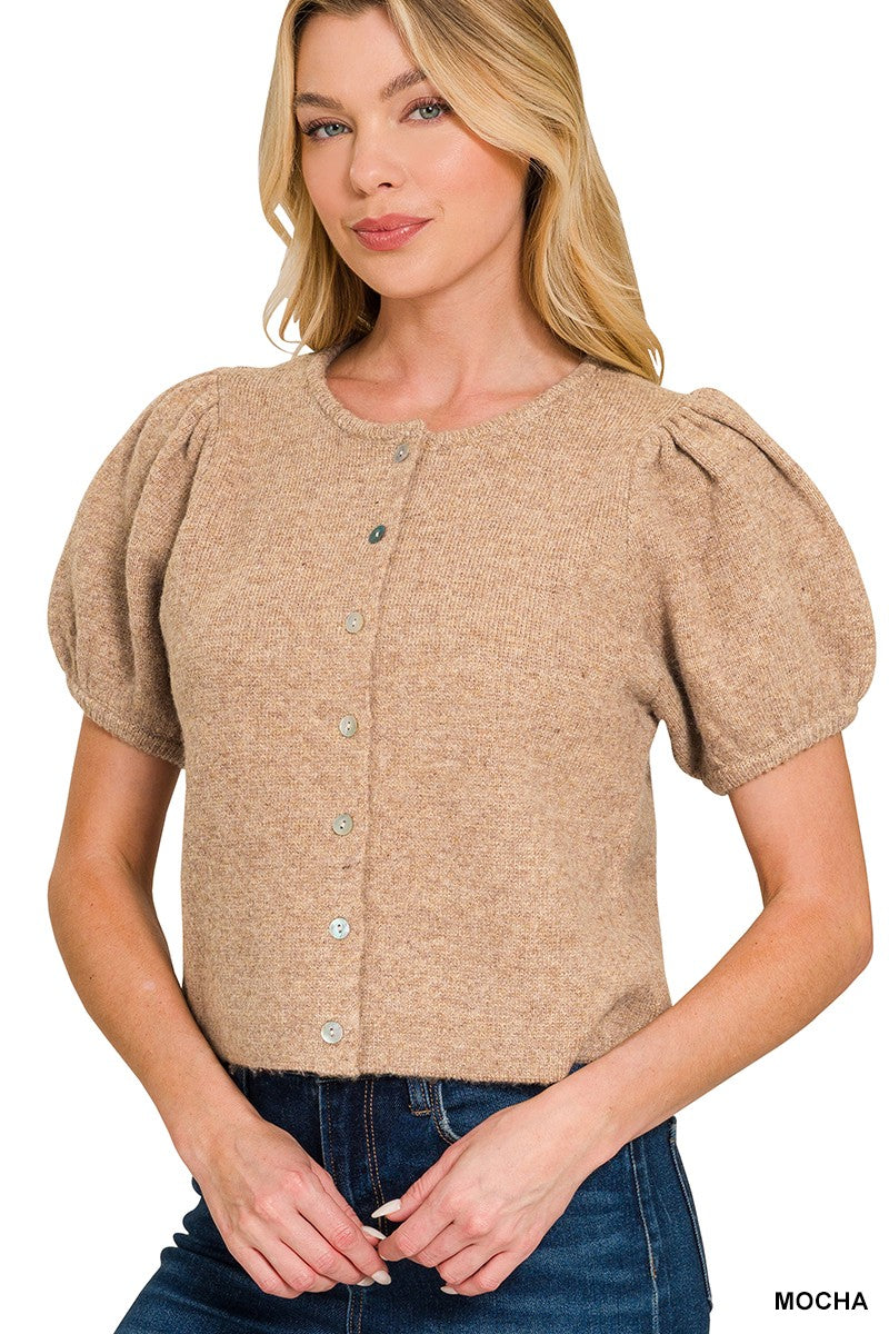 Puff Sleeve Cardigan Sweater