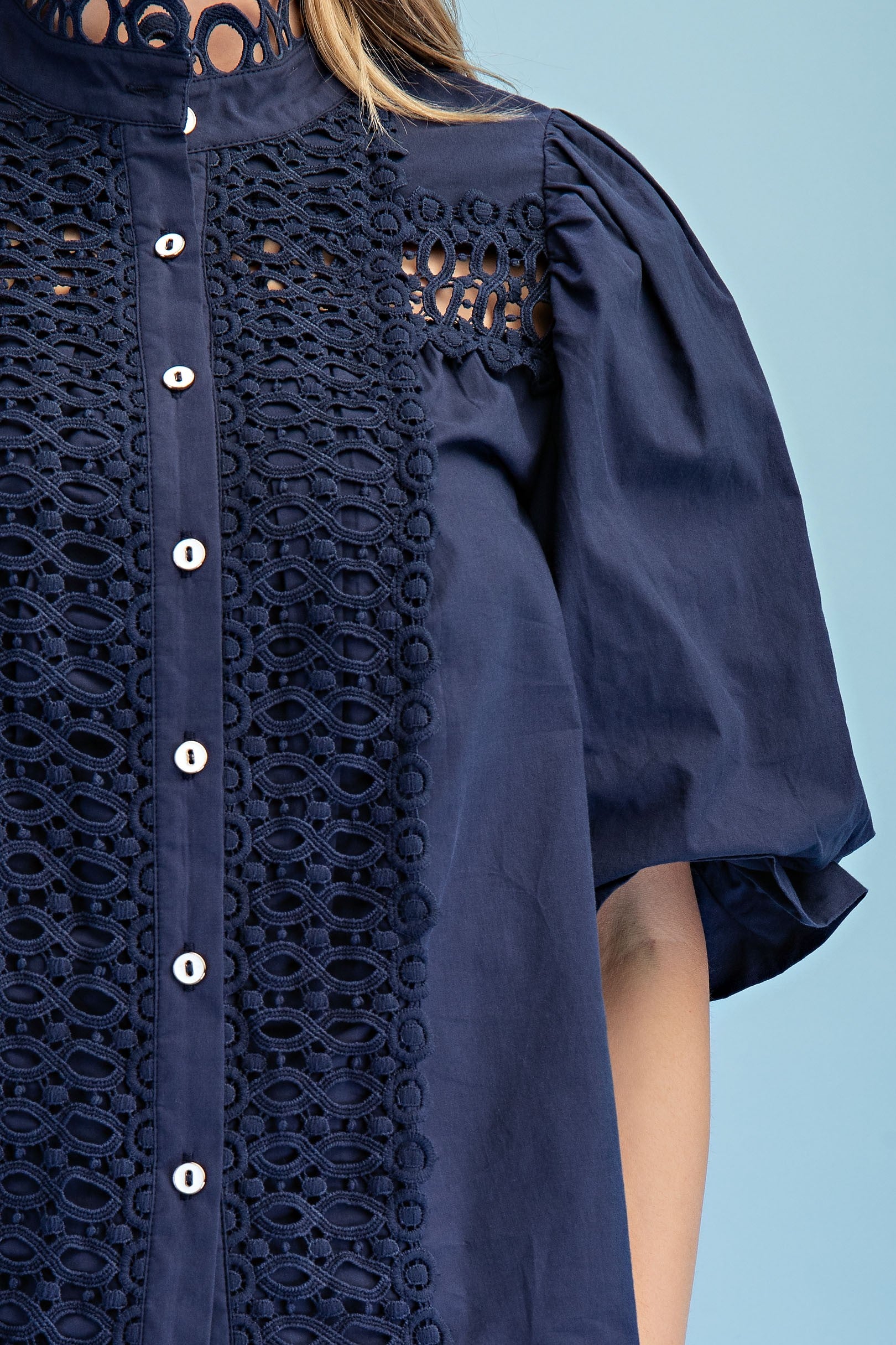 Trim Detail Button Down Blouse