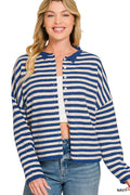 Striped Button Down Sweater Cardigan