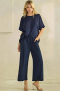 Women's Short Sleeve Ultracozy Matching Set: Navy