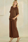 Women's Short Sleeve Ultracozy Matching Set: Coffee